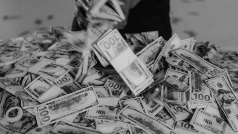 Dolar banknotlarının yer aldığı döviz temalı görsel