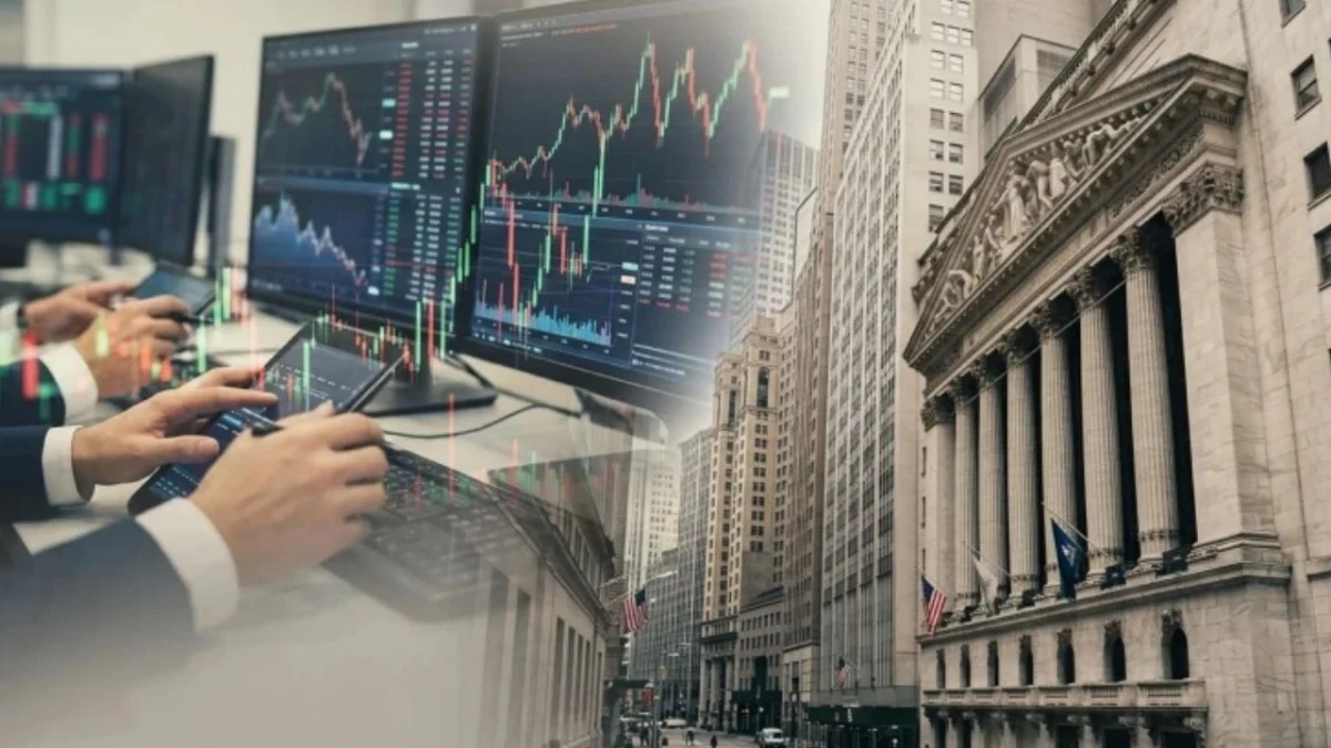 Finans ekranları ve New York’taki borsa binası