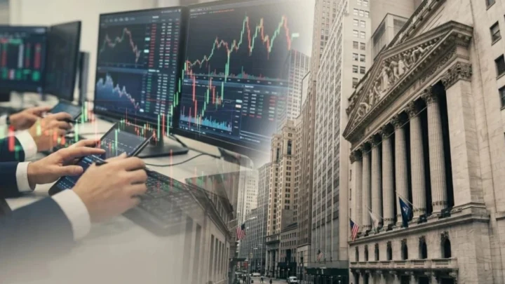 Finans ekranları ve New York’taki borsa binası