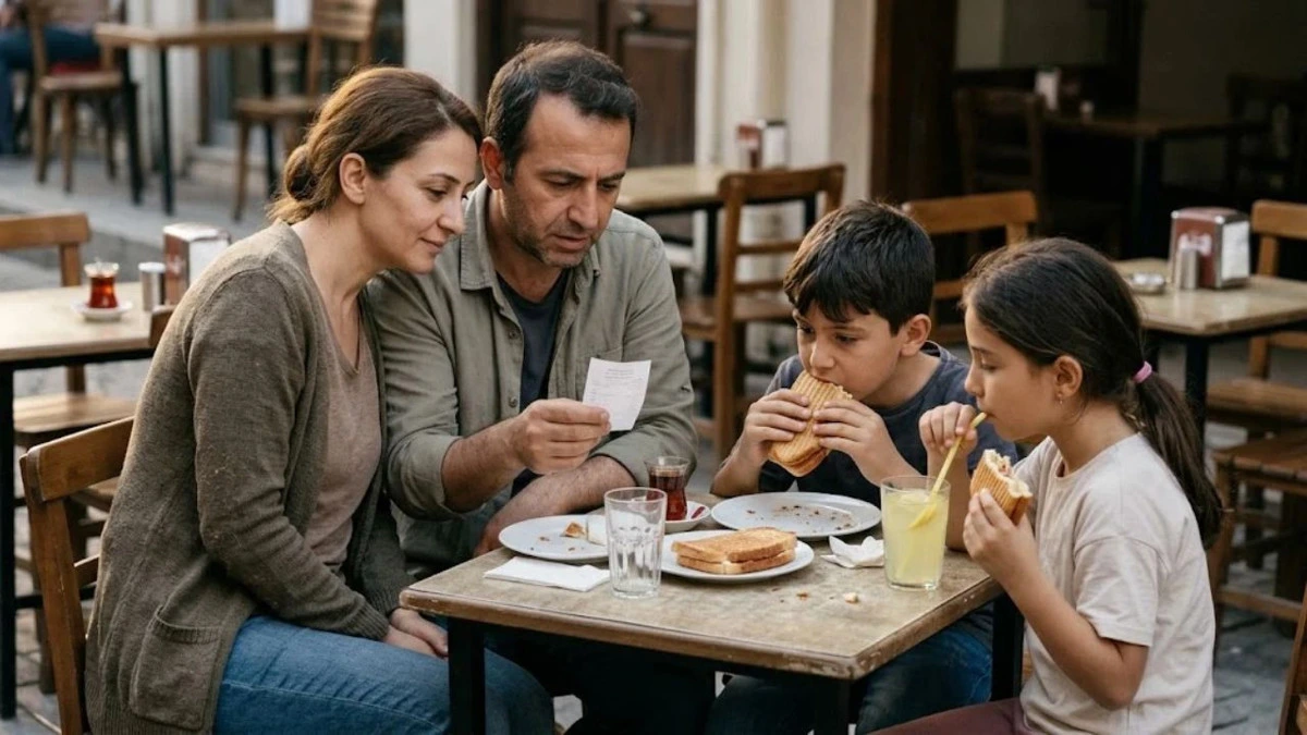 Ailece kafede tost ve içeceklerle yapılan yemek hesabı