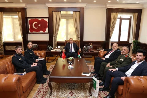 Emniyet Genel Müdürü Ali Fidan ve Filistin’in Ankara Büyükelçisi Nasri Khalil Abu Jaish, heyetleriyle birlikte görüşme masasında