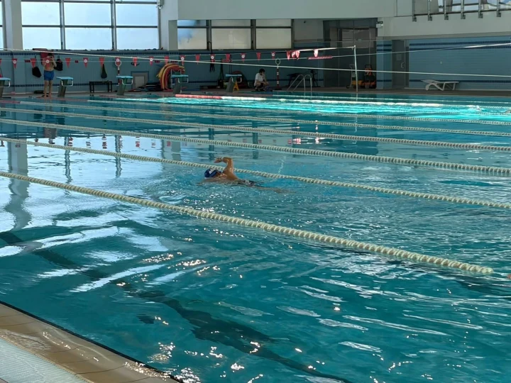 Yüzme havuzunda kulaç atan sporcu