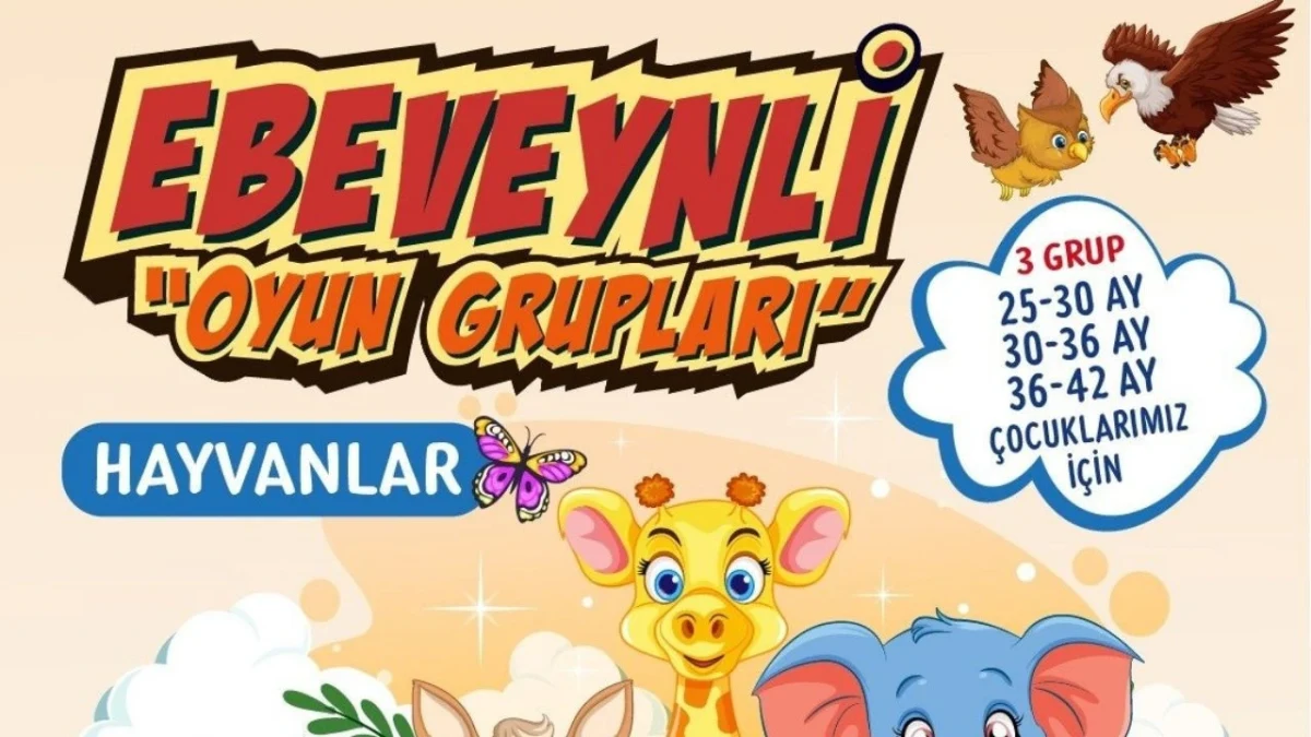 Hayvanlar temalı ebeveynli oyun gruplarını tanıtan ABB etkinlik görseli
