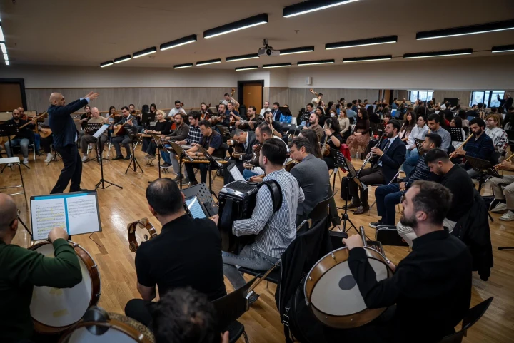 Ankara Müzik ve Güzel Sanatlar Üniversitesi orkestrası prova yaparken