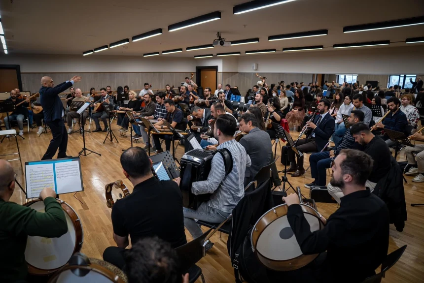 Ankara Müzik ve Güzel Sanatlar Üniversitesi orkestrası prova yaparken