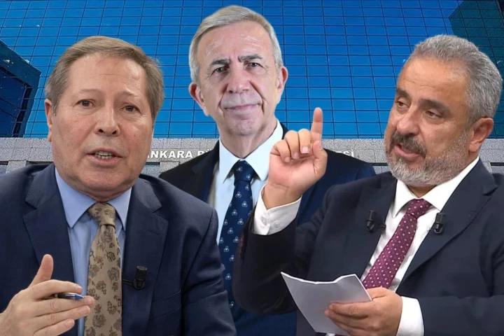 Ankara’daki su tarifesi tartışmasıyla ilgili haber görselinde üç kişi yer alıyor.
