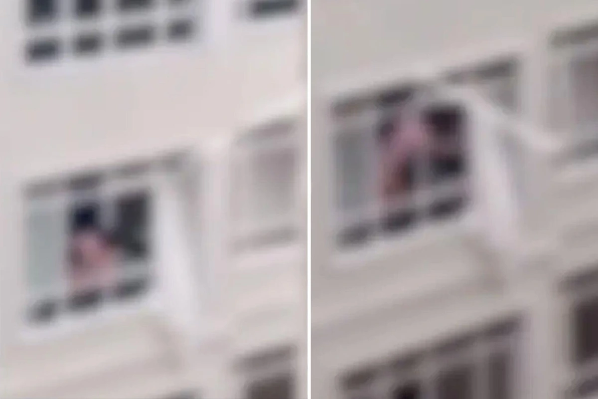Ankara’da bir apartmanın penceresinde yaşanan olayın cep telefonu görüntüsünden kareler