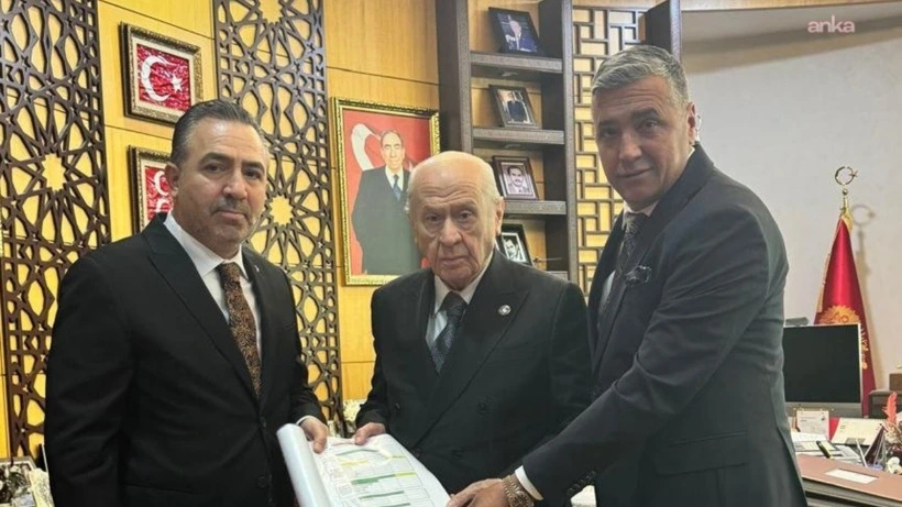 Alparslan Doğan ve Seçkin Odabaşı, ATO seçim sonuçlarını Devlet Bahçeli’ye sunarken
