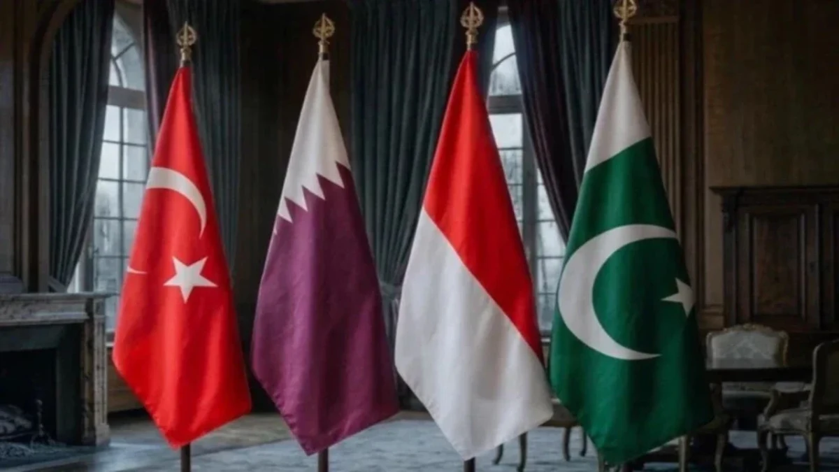 Türkiye, Katar, Endonezya ve Pakistan bayrakları yan yana
