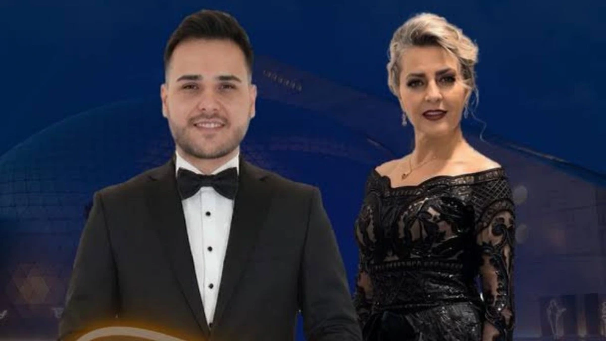 Konser için hazırlanmış görselde bir erkek ve bir kadın sanatçı