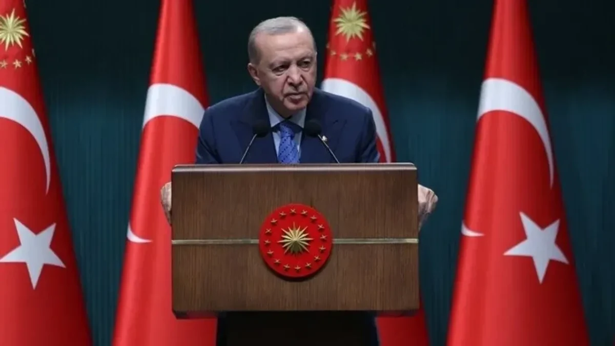 Cumhurbaşkanı Recep Tayyip Erdoğan, Cumhurbaşkanlığı Külliyesi’nde kürsüden konuşuyor