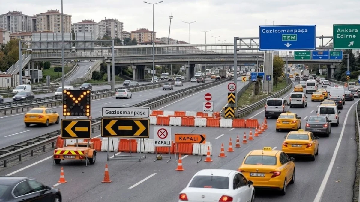Gaziosmanpaşa Kavşağı’nda TEM Otoyolu çıkışındaki çalışma nedeniyle trafik düzenlemesi
