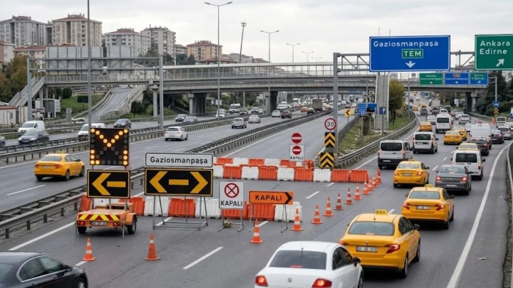 Gaziosmanpaşa Kavşağı’nda TEM Otoyolu çıkışındaki çalışma nedeniyle trafik düzenlemesi