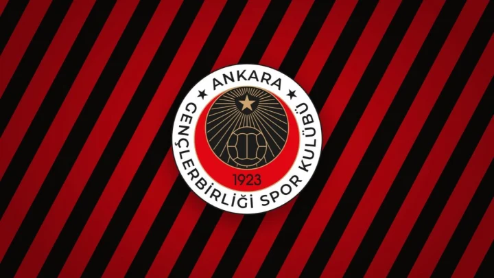 Kırmızı ve siyah çizgili fonda Gençlerbirliği Spor Kulübü arması