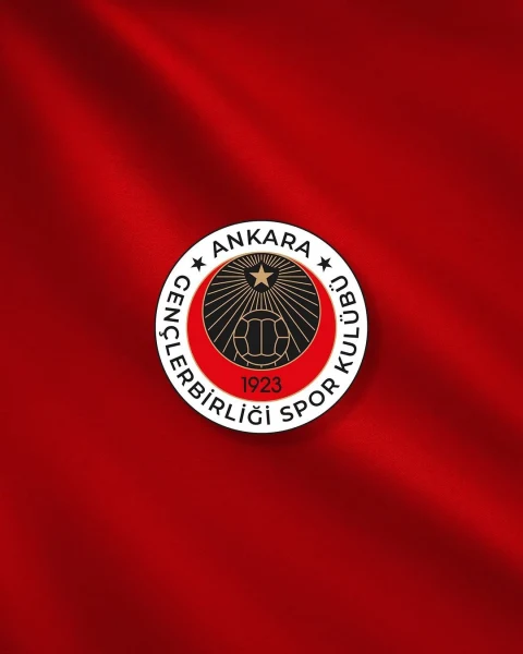 Kırmızı zemin üzerinde Gençlerbirliği Spor Kulübü arması