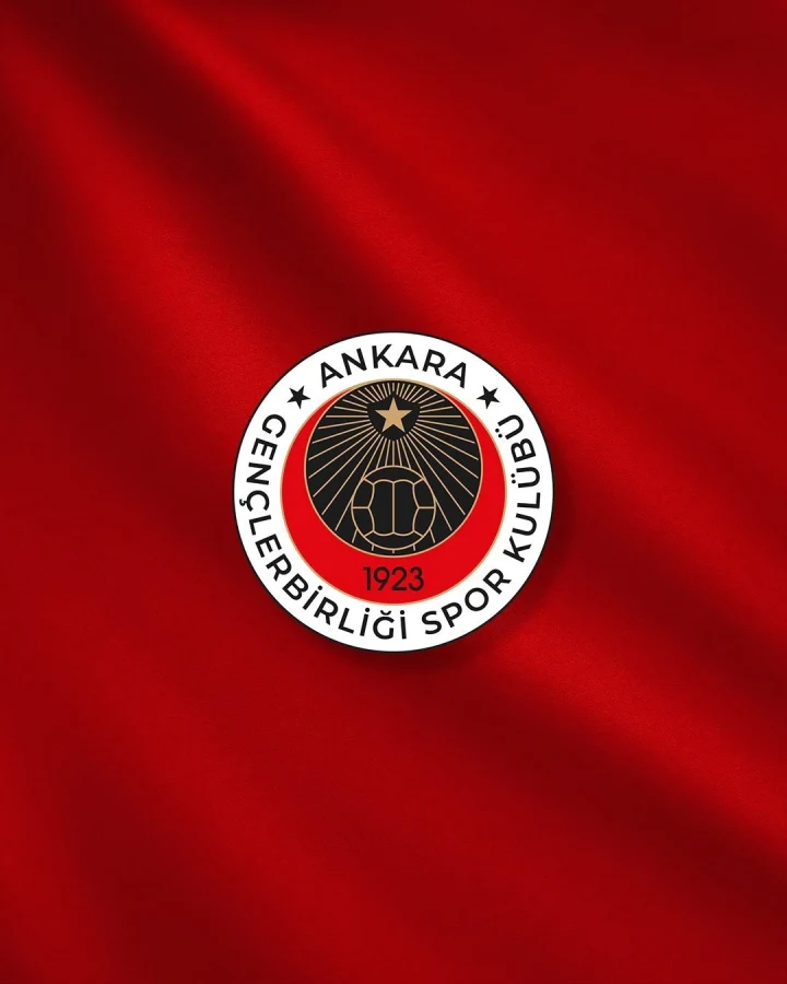 Kırmızı zemin üzerinde Gençlerbirliği Spor Kulübü arması