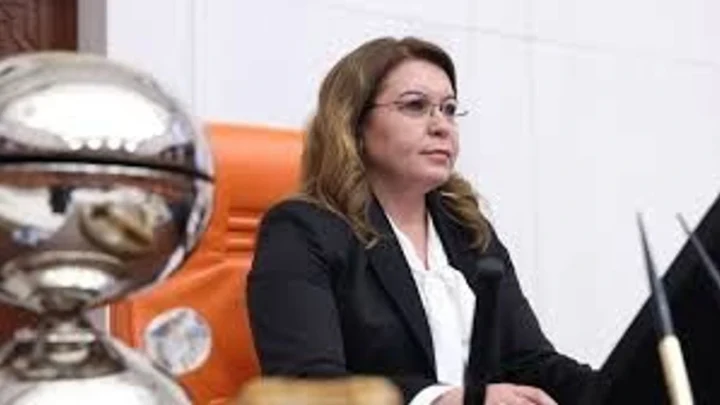 CHP Denizli Milletvekili Gülizar Biçer Karaca, toplantı salonunda oturuyor.
