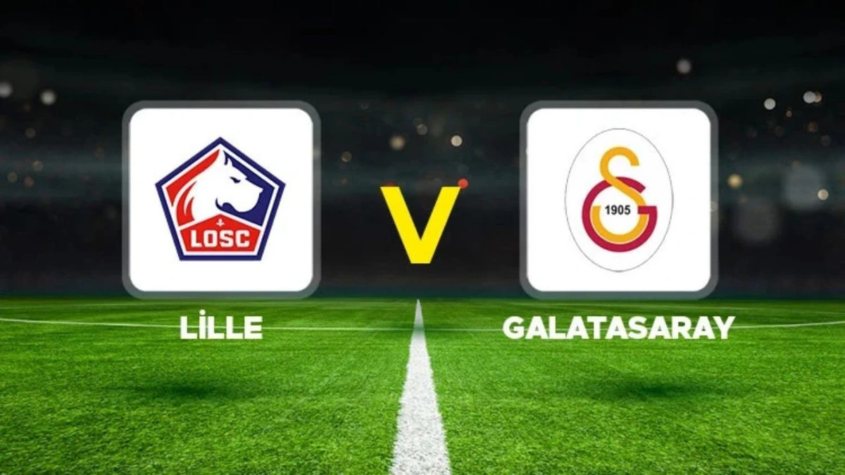 Lille ve Galatasaray logoları arasında karşılaşmayı belirten V işareti