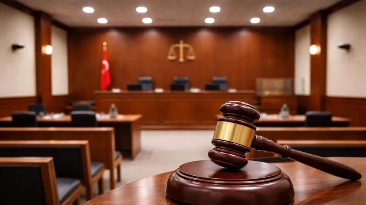 Mahkeme salonunda ön planda hâkim tokmağı