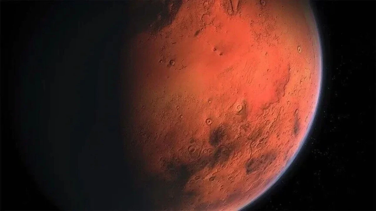 Mars’ın kızıl yüzeyinin uzaydan görünümü