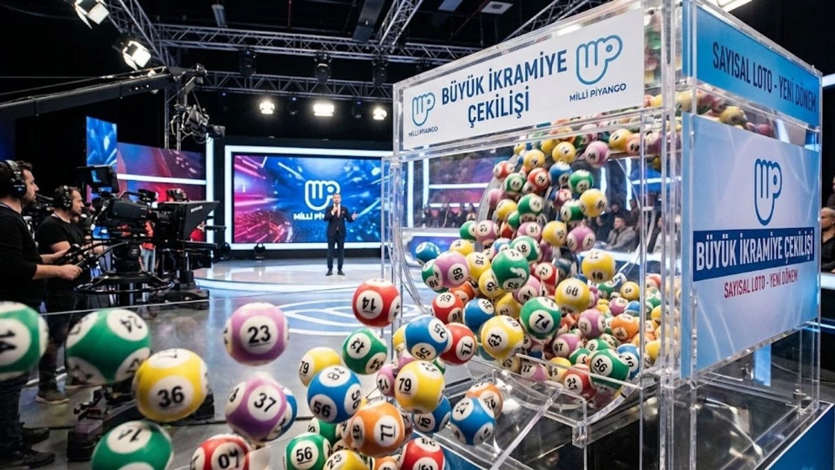 Milli Piyango çekiliş stüdyosunda loto topları ve çekiliş küresi