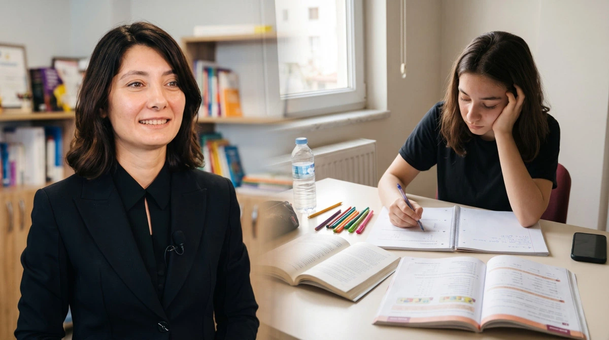 Eğitim danışmanı ile birlikte çalışan öğrenci