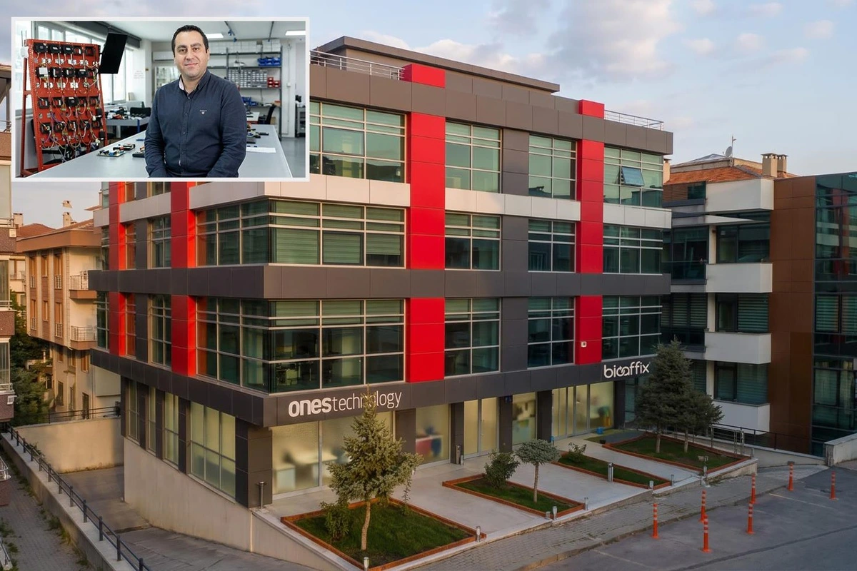 Ones Technology binası ve laboratuvarda çalışan bir kişi