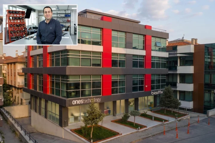 Ones Technology binası ve laboratuvarda çalışan bir kişi