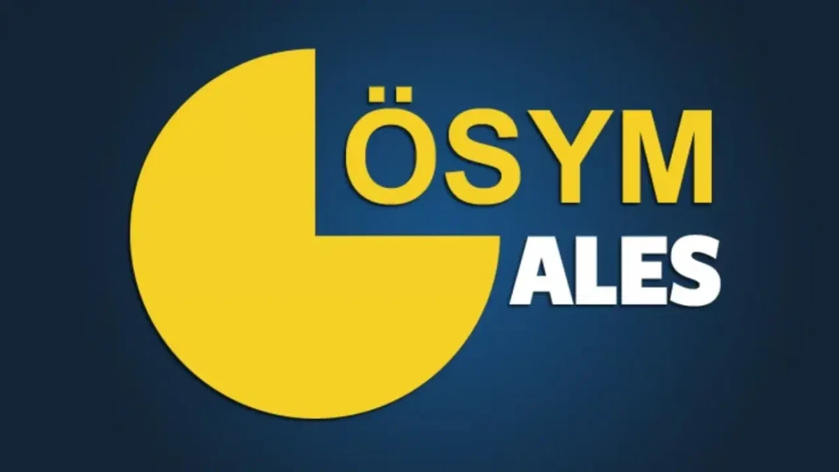 Lacivert zemin üzerinde sarı ÖSYM ALES logosu