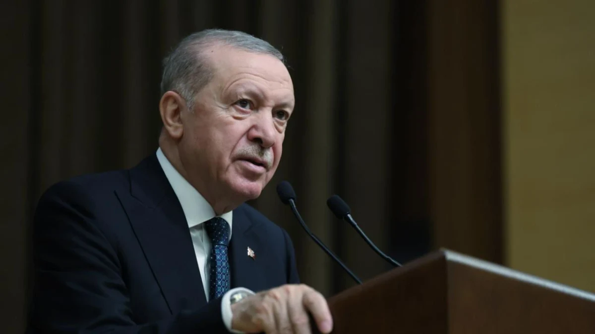 Cumhurbaşkanı Recep Tayyip Erdoğan kürsüde konuşuyor