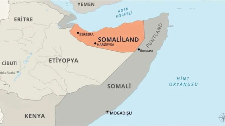 Somaliland, Somali ve çevre ülkelerin yer aldığı harita