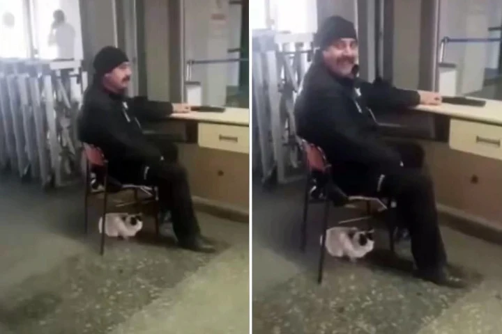 Yasin Oyanık olduğu belirtilen kişi, kapalı bir mekânda sandalyede oturuyor; yanında bir kedi görülüyor.
